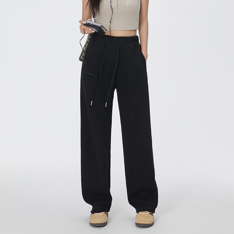 设计感宽松垂坠感休闲阔腿裤子女士春2024新款高腰显瘦弯刀裤拖地