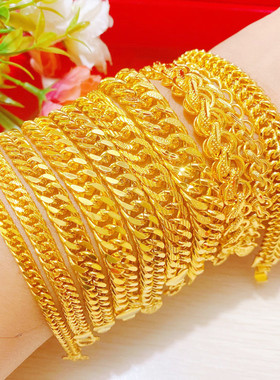 越南男士黄金女款马鞭圆珠链情侣