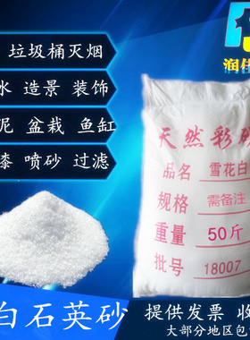 50斤白沙石英砂白色细沙子酒店垃圾桶烟灰缸灭烟沙会展纯白造景沙