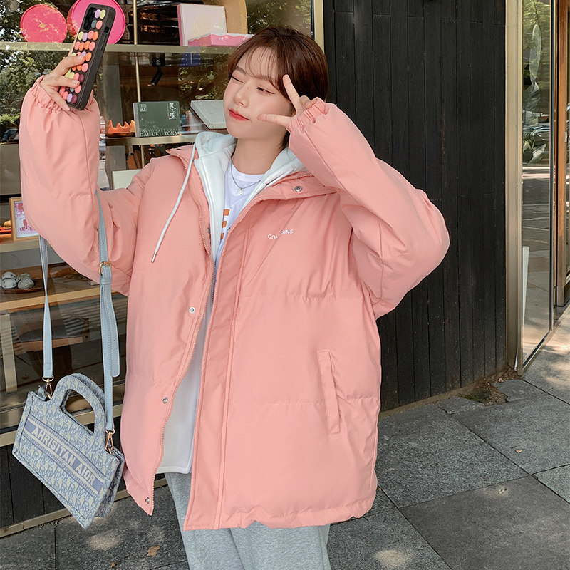 新短款两件套棉衣服女装冬季连帽羽绒棉袄韩版宽松加厚学生外套潮