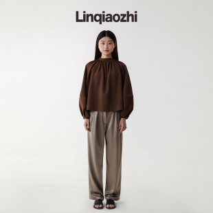 断码 优雅气质长袖 清仓微瑕 春夏新款 T恤上衣 小众设计蓬松袖