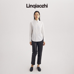 宽松真皮裤 冬季 林乔芝2023年新款 女中腰休闲长裤 绵羊皮