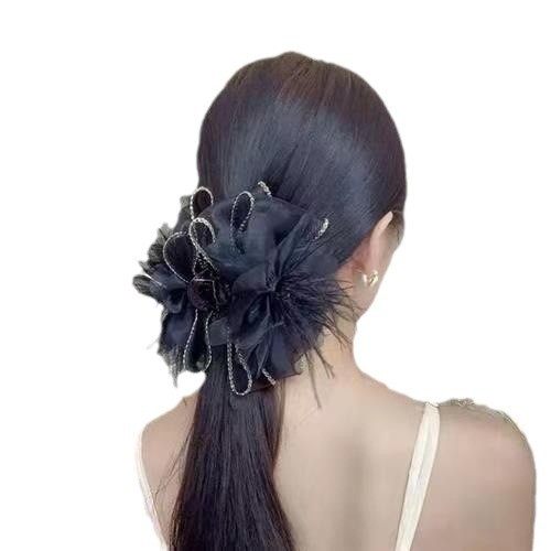 网纱羽毛抓夹女2023年新款大号后脑勺盘发发夹高级感公主头鲨鱼夹,饰品/流行首饰/时尚饰品新,民族风发饰,淘宝优惠券,粉丝福利购,淘宝优惠卷