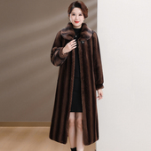 冬装 宽松显瘦 水貂毛貂绒外套中老年妈妈装 新款 皮草大衣女过膝长款