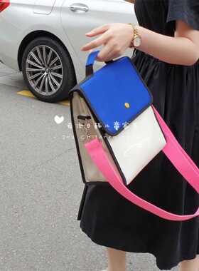 INS风出口韩国防水便当包妈咪包可单斜挎肩双肩亲子儿童拼色书包