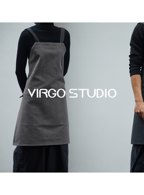 Virgo 简约内嵌式口袋设计双肩交叉牛仔围裙帆布围裙定制logo