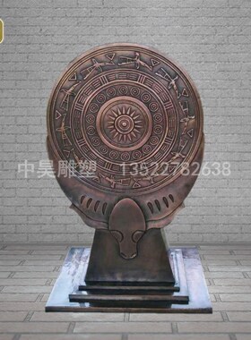 广西铜鼓牛头摆件铜制品定制室外大型雕塑纯铜定做手工艺装饰模型