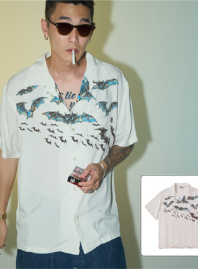 GinzauProducts｜蝙蝠 武骨aloha美式街头休闲复古夏威夷短袖衬衫
