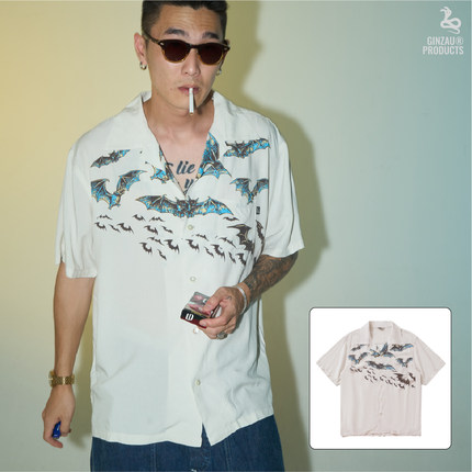GinzauProducts｜蝙蝠 武骨aloha美式街头休闲复古夏威夷短袖衬衫