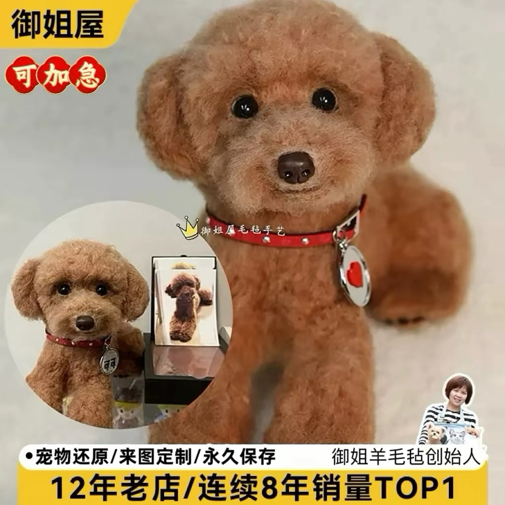 御姐羊毛毡定制宠物仿真离世纪念狗狗模型照片猫咪玩偶纯手工泰迪