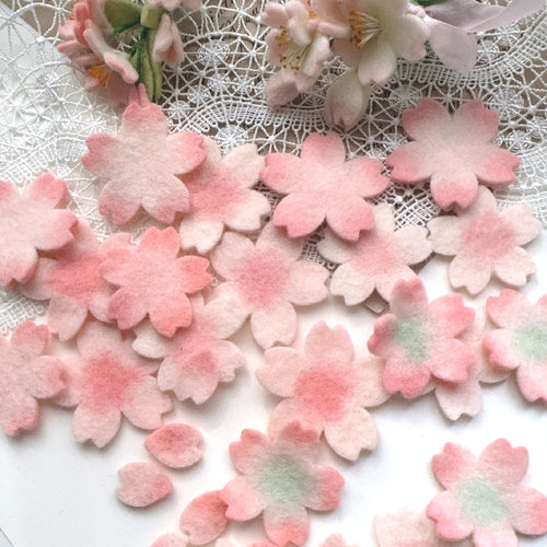 羊毛布切片粉色樱花发夹手工材料