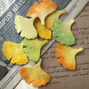 （进口纯羊毛布）彩色切片 手工银杏树叶 发夹胸针叶片材料配件