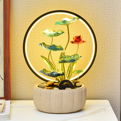 现代简约流水摆件循环水风水轮招财客厅生财办公桌乔迁开业送礼物