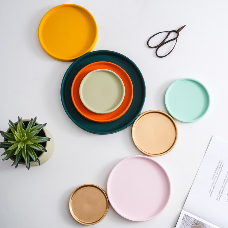 isn莫兰迪陶瓷托盘多彩垫盘防尘