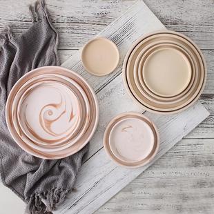 玛奇朵红陶花盆托盘圆形接水接尘素烧陶土盘加厚垫子室内积水花托