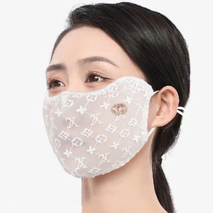 薄款 户外防晒女士双层口罩防紫外线网纱护眼角遮阳透气夏季 潮面罩