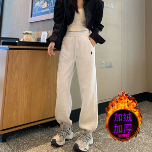 2025超火的加绒裤子女加厚小个子新款今年流行爆款束脚小马卫裤潮
