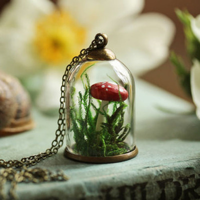 25X18MM玻璃罩+底托+铜质帽 DIY手工饰品配件 项链瓶 玻璃瓶