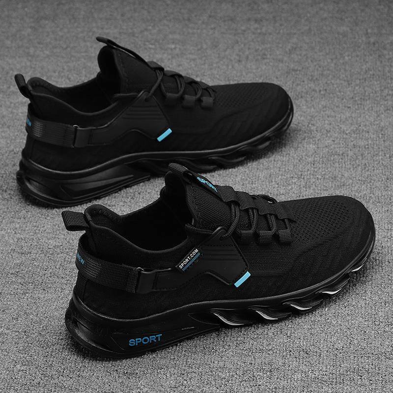 运动男鞋2025新款夏季网面飞织休闲跑步鞋防滑耐磨厨师劳保鞋秋季