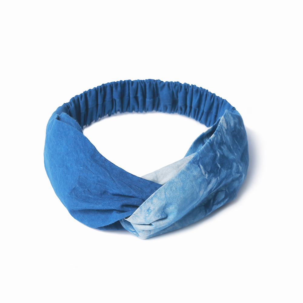 植物蓝染发带伸缩交叉纯棉头饰