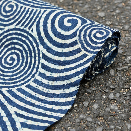 年轮纹|二三米蜡染土布 植物草木染纯棉老布面料 蓝染茶席手工diy