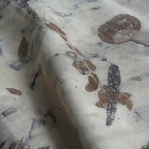 二三米尤加利叶染侘寂风纯棉布料