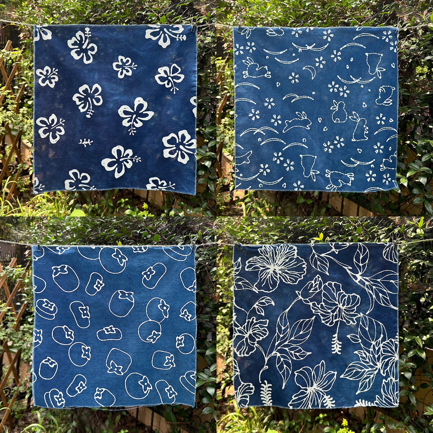 二三米草木染手工蜡染小布片