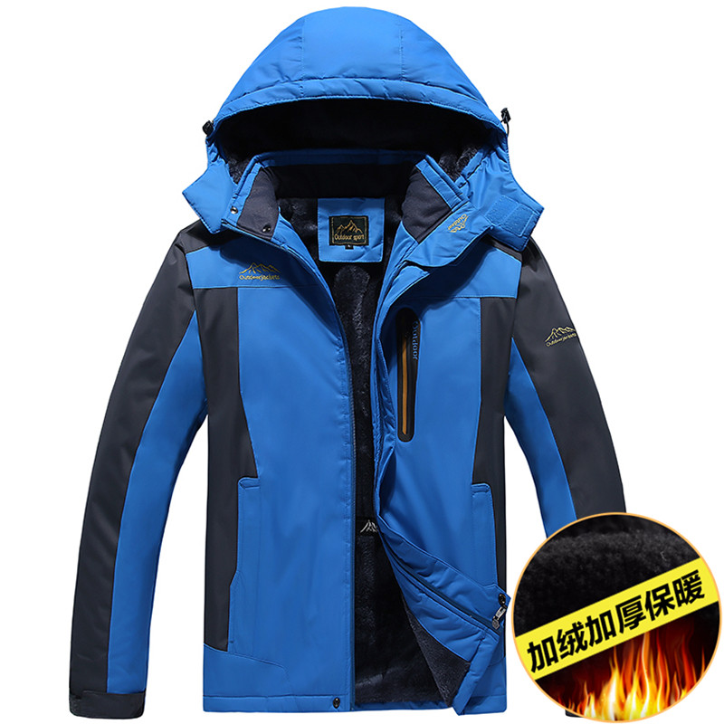 爸爸冬装外套中年大码棉服中老年人棉衣男装加绒加厚款冲锋衣棉袄