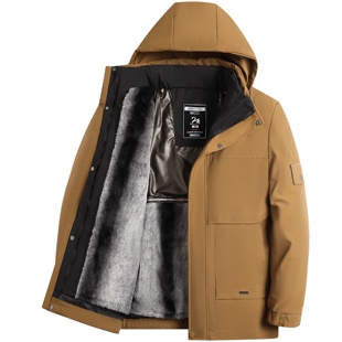 鹅绒羽绒服男款中年爸爸冬装中老年人男士加绒加厚内胆可拆卸外套