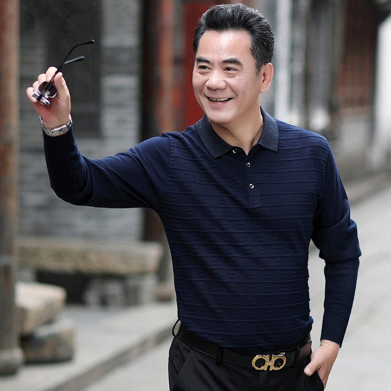 爸爸秋装中老年人春秋季男装中年男士长袖t恤针织打底衫爷爷上衣,男装,T恤,淘宝优惠券,粉丝福利购,淘宝优惠卷
