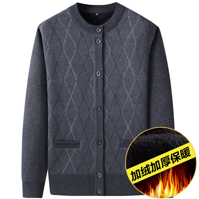 【全身加绒】中老年人开衫毛衣