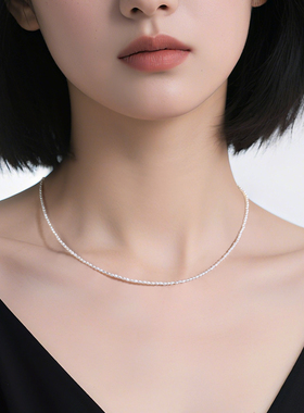 terra 晨雾粉雪天然高质粉白米珠14K注金项链百搭气质穿搭送礼