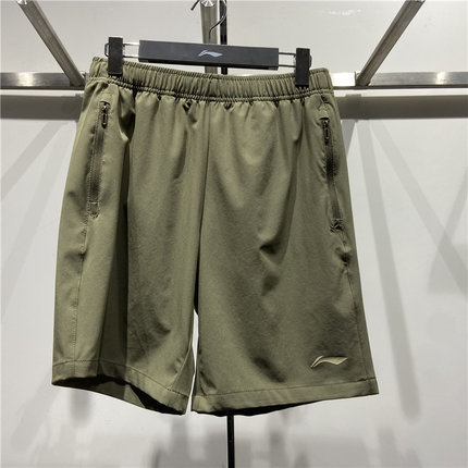 李宁2023夏新品男子运动休闲短裤健身跑步舒适速干五分裤 AKST297