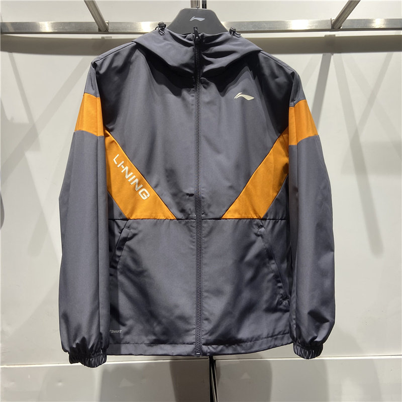 LI NING JACKET 2023 봄 새로운 피트니스 시리즈 남성용 발수 루즈 후드 스포츠 윈드 브레이커 AFDT033