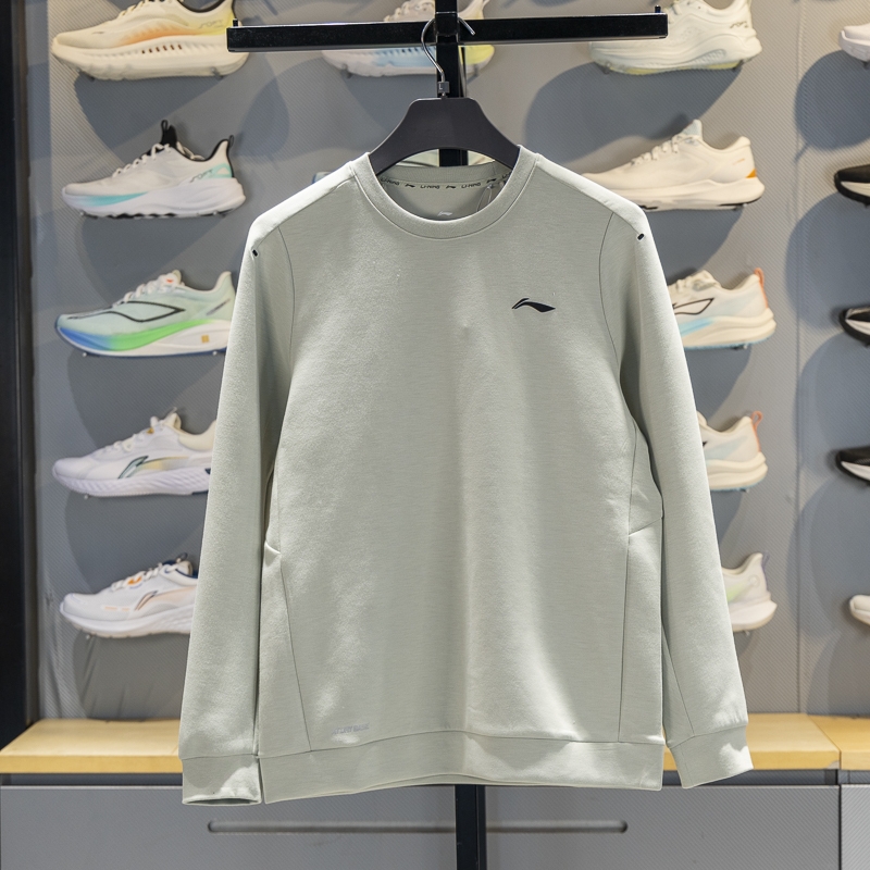 李宁男子圆领针织无帽上衣