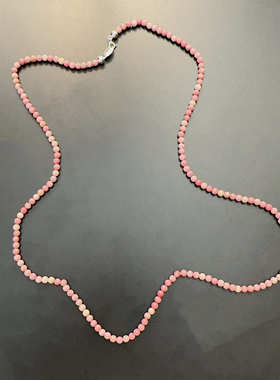 天然石珠子项链粉色个性串珠链子藕紫暗vintage个性两圈项链