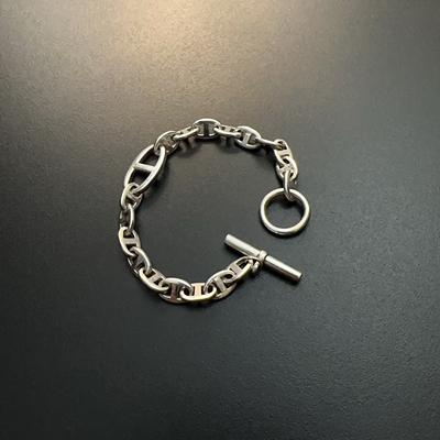 纯银手链百搭通勤链条饰品猪鼻扣经典925银饰