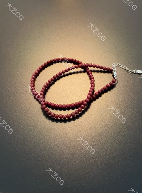 红色小米珠项链新中式国风串珠百搭叠戴通勤珠链