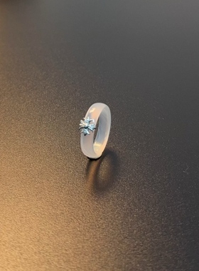 玉髓戒指纯银十字花新中式百指环