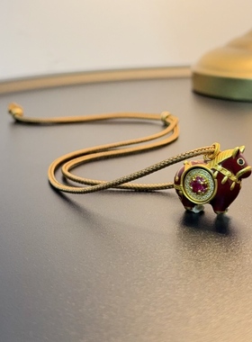 红马项链抽拉绳多种戴法毛衣链马年配饰节日绳链NEGIc 0709