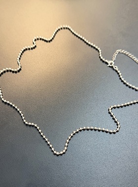 纯银细项链运动个性豆珠中长银链925纯银饰品长短可调节简约个性