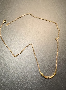 金色复古细项链黑色锆石吊坠简约vintage颈链