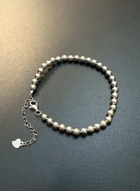 灰珠珠手链高级优雅银灰色琉璃水晶珠串腕链