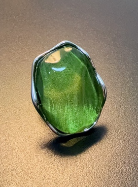 绿色大戒指开口可调节小众重工RICuc 0513