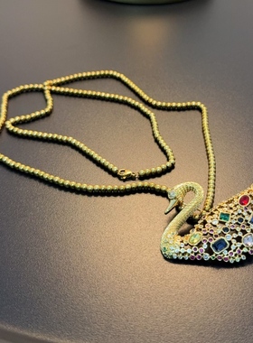 天鹅胸针多种戴法彩宝配饰百搭小众配饰PIGlc 0065，NECug 0136