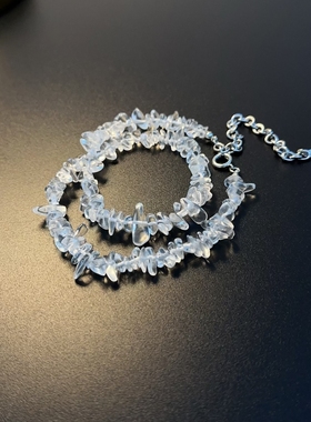 透明不规则白色项链琉璃小众复古个性颈链