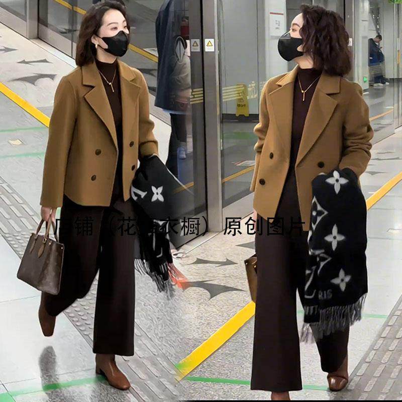秋冬新款时尚气质宽松显瘦小西装外套女上衣阔腿裤两件套装文艺范