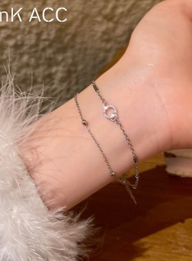 爱心流苏手链手链2025新款可调节轻奢小众双层叠戴手饰简约冷淡风