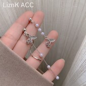 称扭曲珍珠鱼尾流苏耳环女轻奢高级感耳钉2022新款 潮