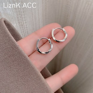 扭曲圆圈耳扣女高级感青色小众设计感气质时尚 耳环20223年新爆款